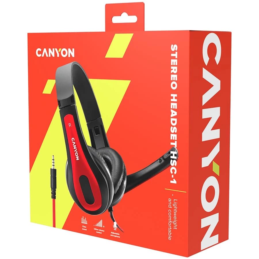 Canyon HSC-1 Simple PC Headset (Black/Red)