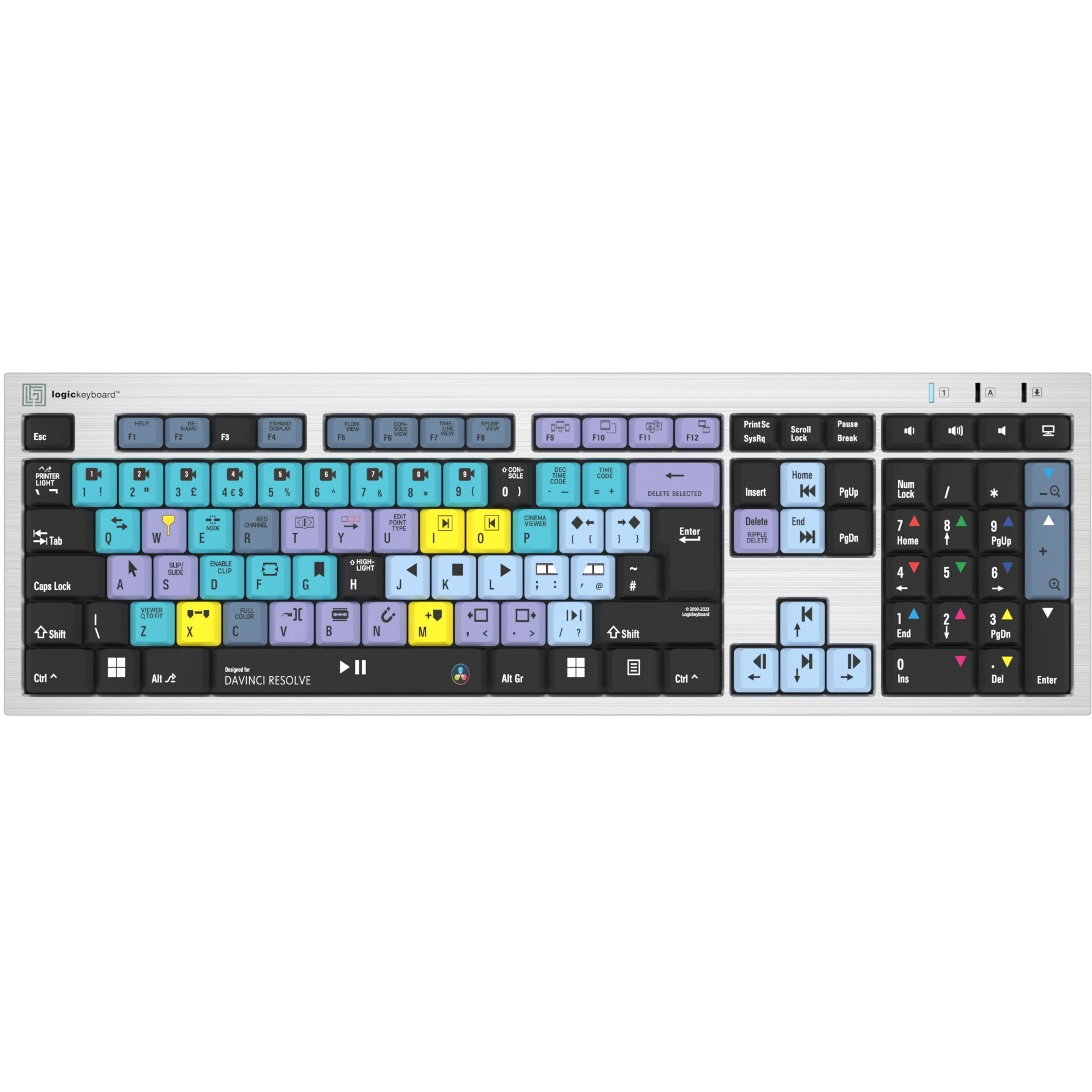 Logickeyboard DaVinci Resolve Silver Slimline PC Keyboard UK